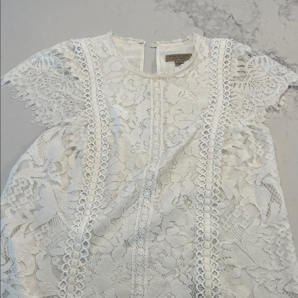 Burberry White Lace Blouse